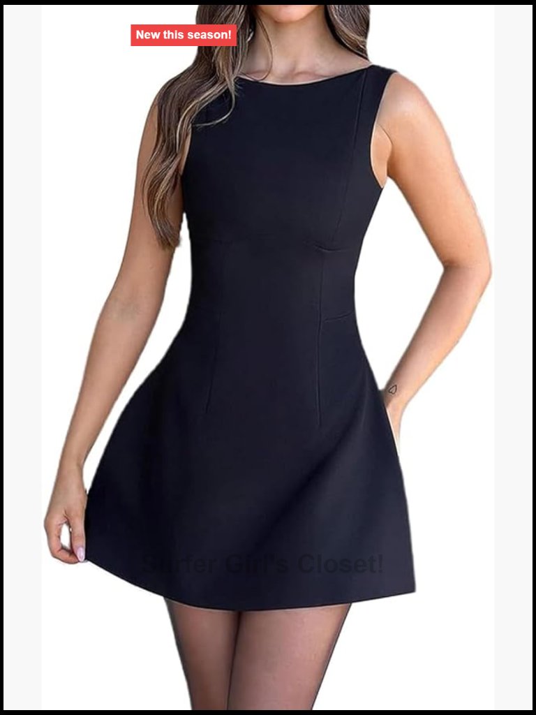 Sleeveless Mock Neck Bodycon Mini Dress Zipper Backless A-Line Party Cocktail